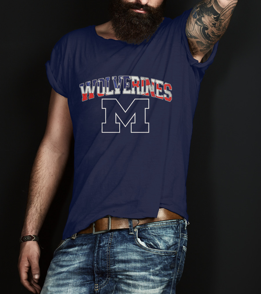 Michigan Wolverines American Flag M T-Shirt