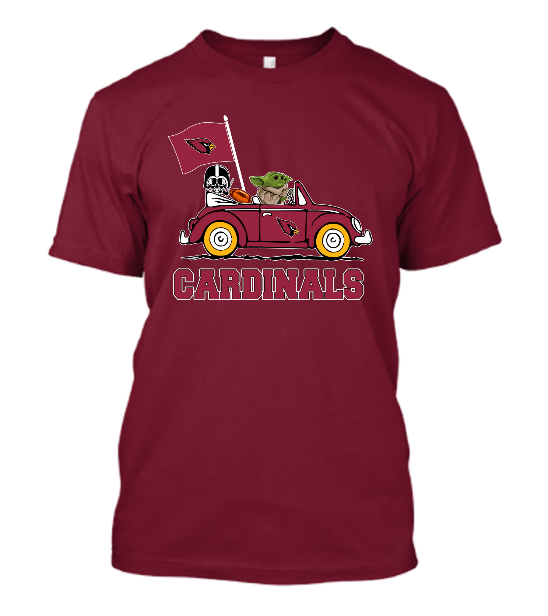 Arizona Cardinals Darth Vader Baby Yoda Car Star Wars T-Shirt