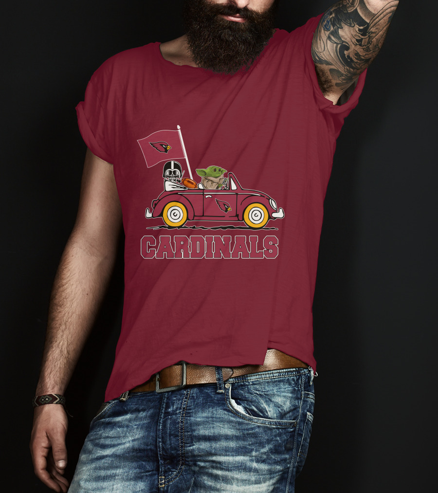 Arizona Cardinals Darth Vader Baby Yoda Car Star Wars T-Shirt