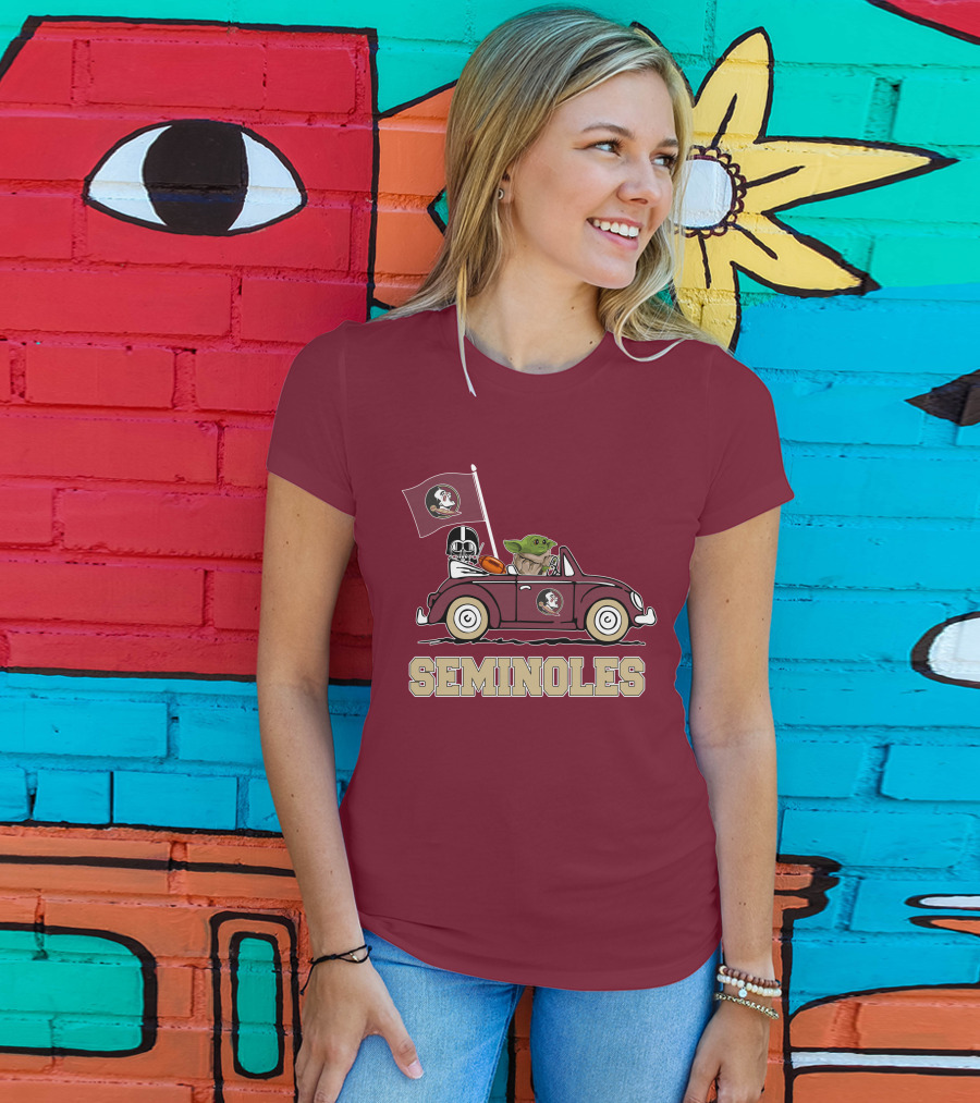Seminoles Darth Vader Baby Yoda Driving Florida State Star Wars T-Shirt