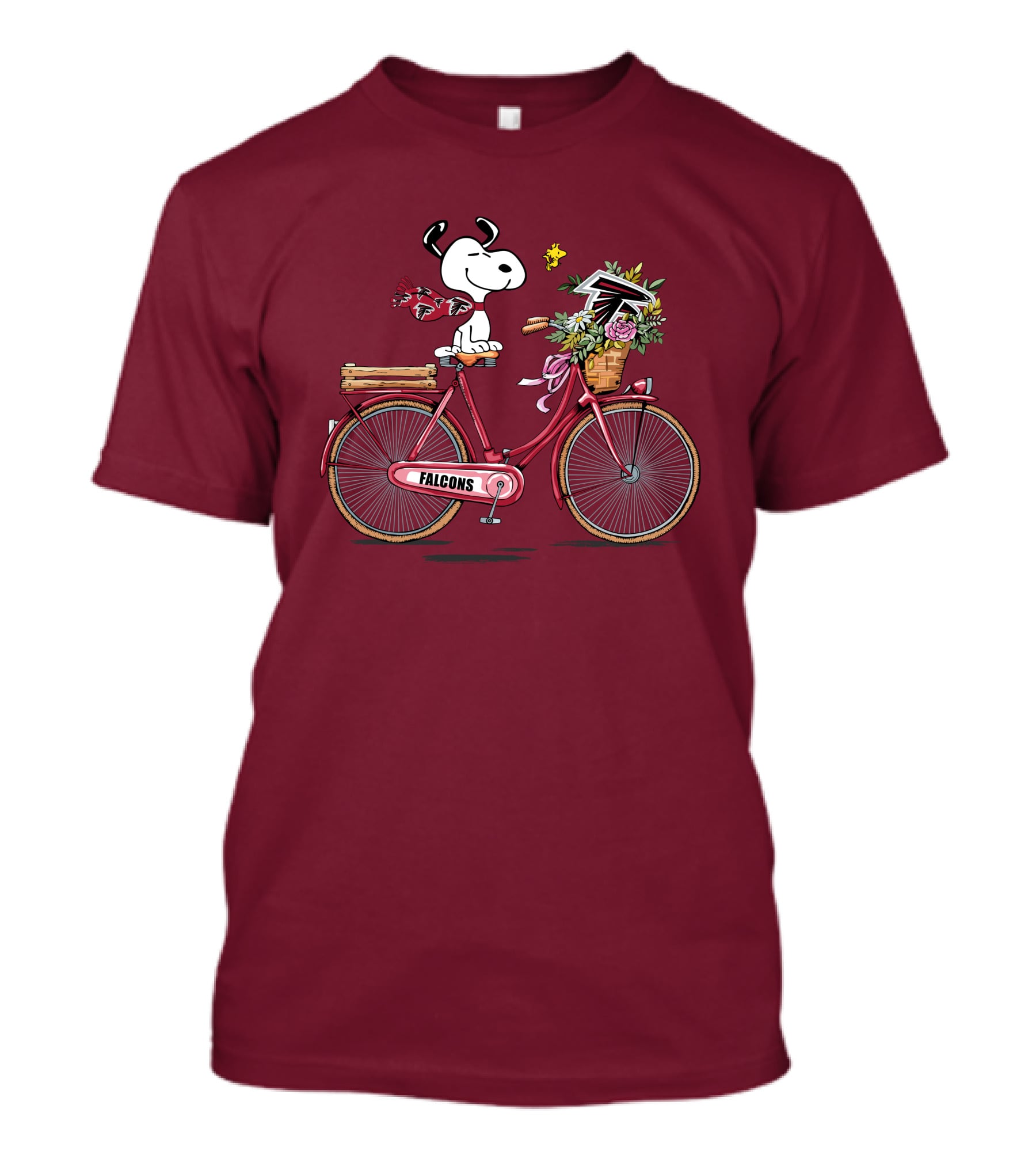Atlanta Falcons Snoopy Woodstock Bicycle Adventure T-Shirt