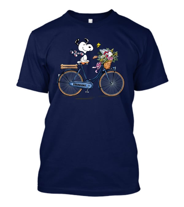 Cleveland Guardians Snoopy Riding Bicycle With Flowers And Baseball Bow Tie T-Shirt