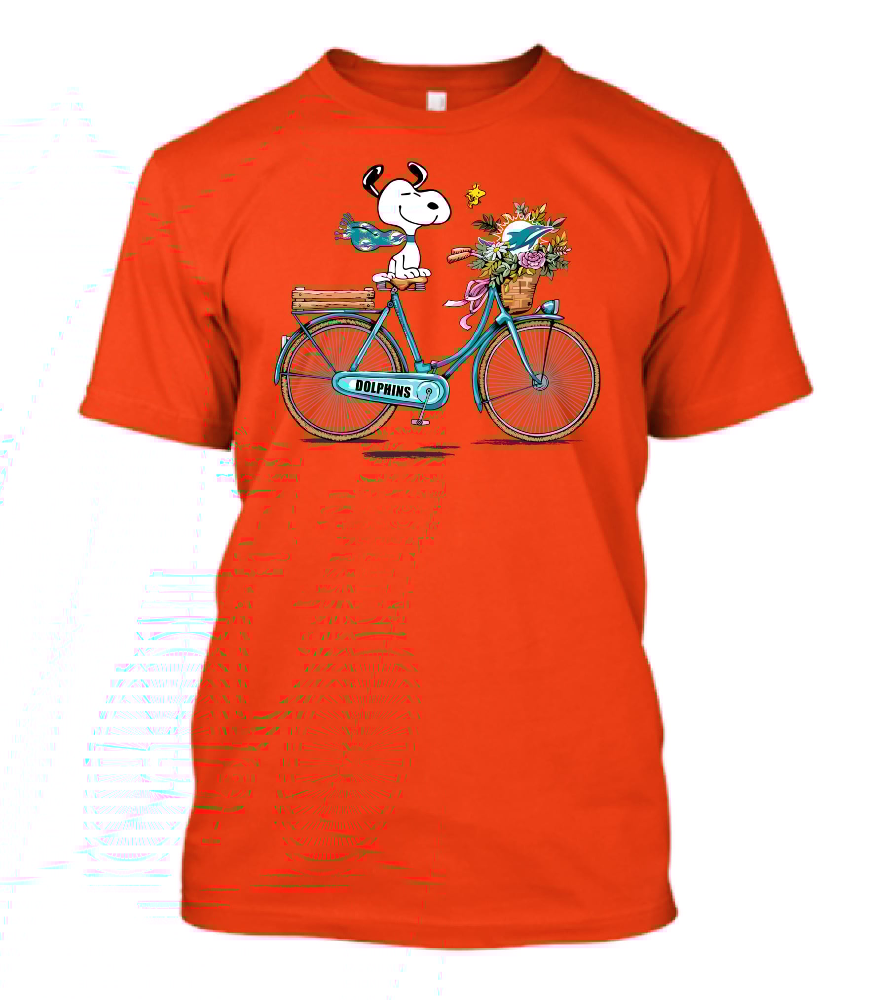 Miami Dolphins Snoopy Bicycle Adventure T-Shirt