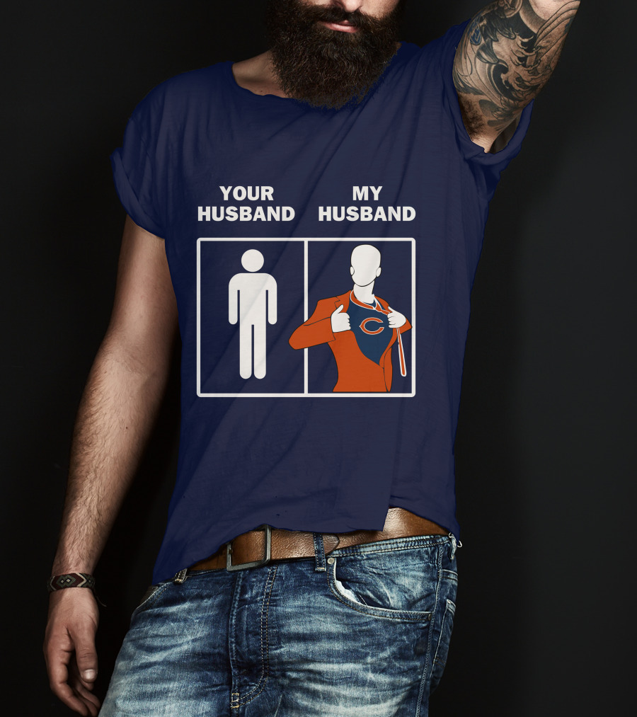 Chicago Bears My Husband Superman Logo Parody Your Husband T-Shirt