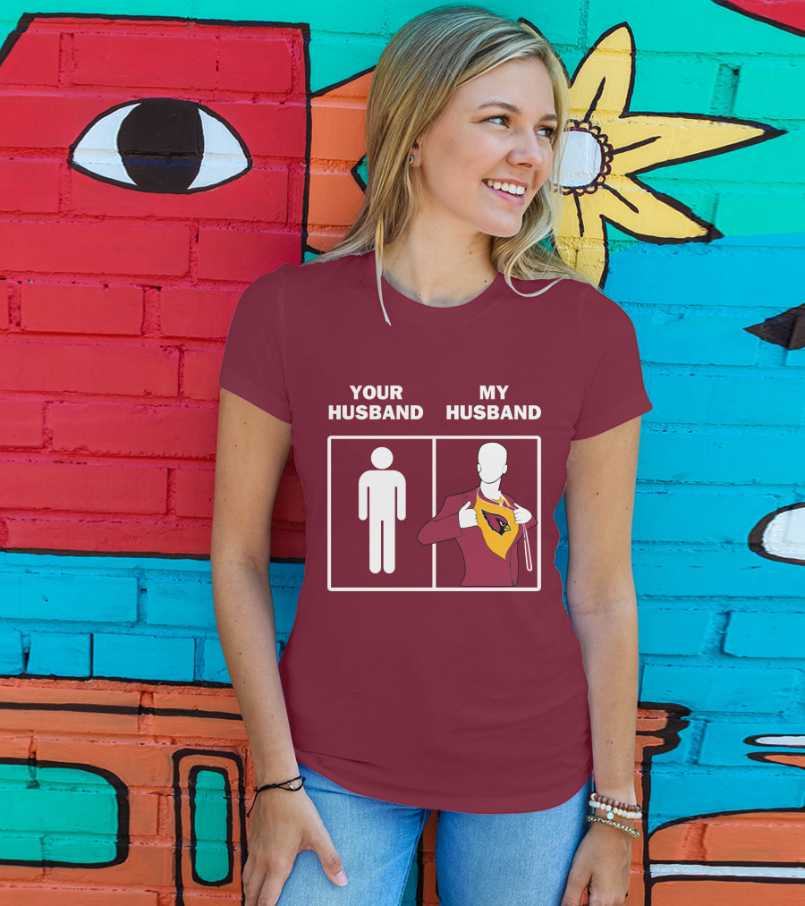Arizona Cardinals Your Husband My Husband Fan Superhero T-Shirt