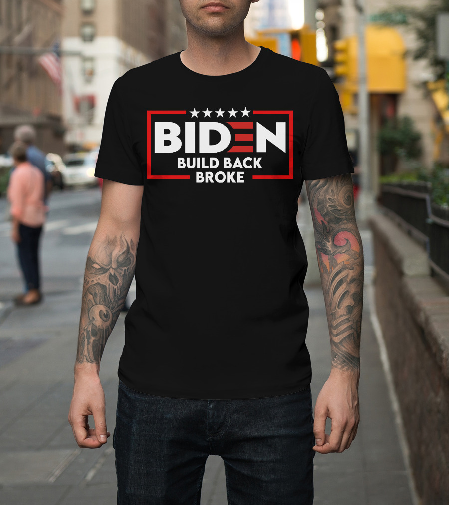 Biden Build Back Broke Stars Red Frame T-Shirt