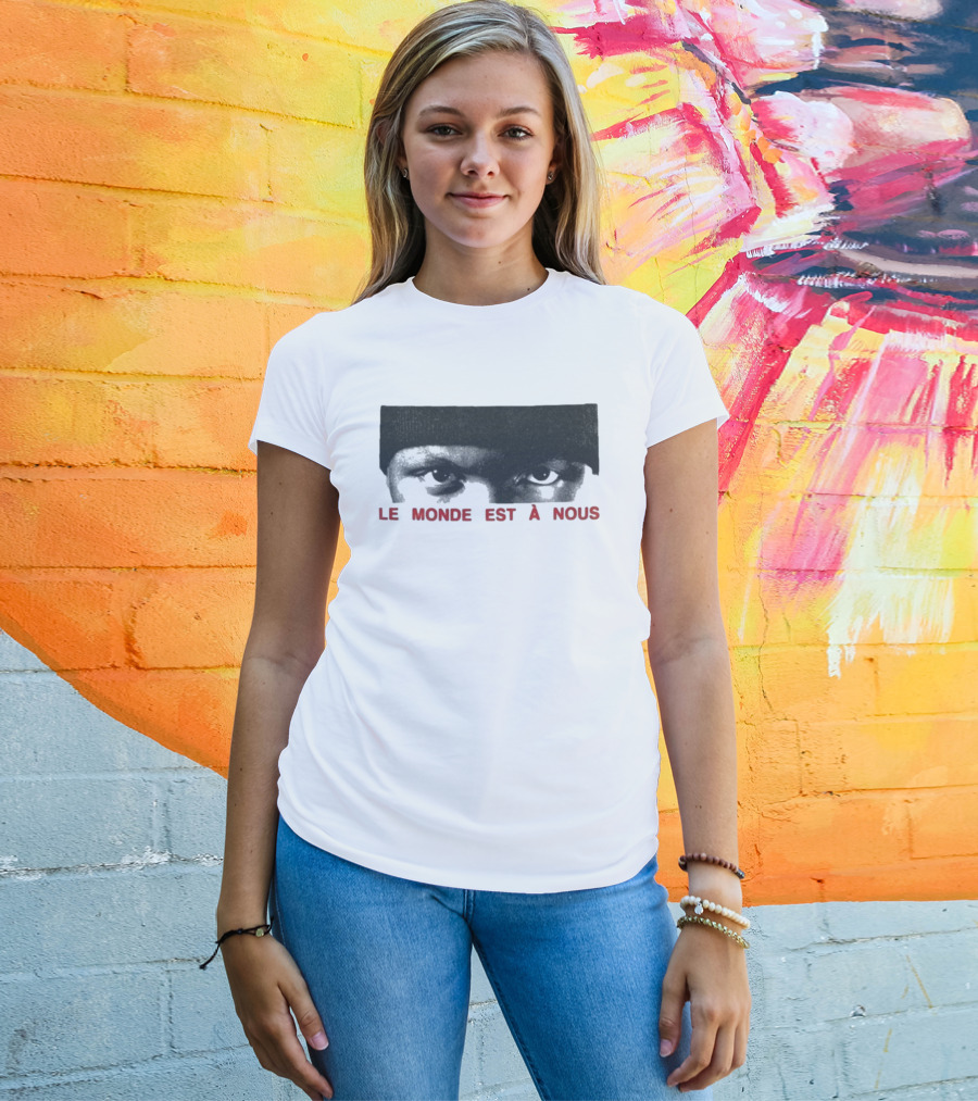 Le Monde Est A Nous Scrt Eyes Mysterious Gaze Beanie Style T-Shirt