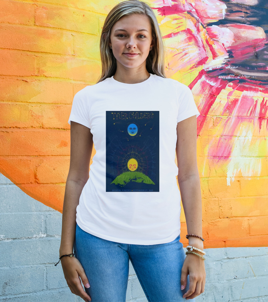 Tyler Childers Bristow Virginia September 27 2025 Medium Build Sola Blue Moon Yellow Sun T-Shirt