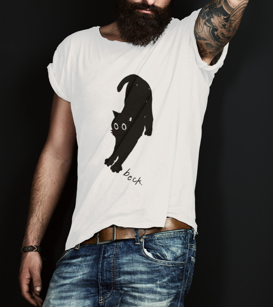 Beck Stretching Cat Silhouette Black Outline T-Shirt