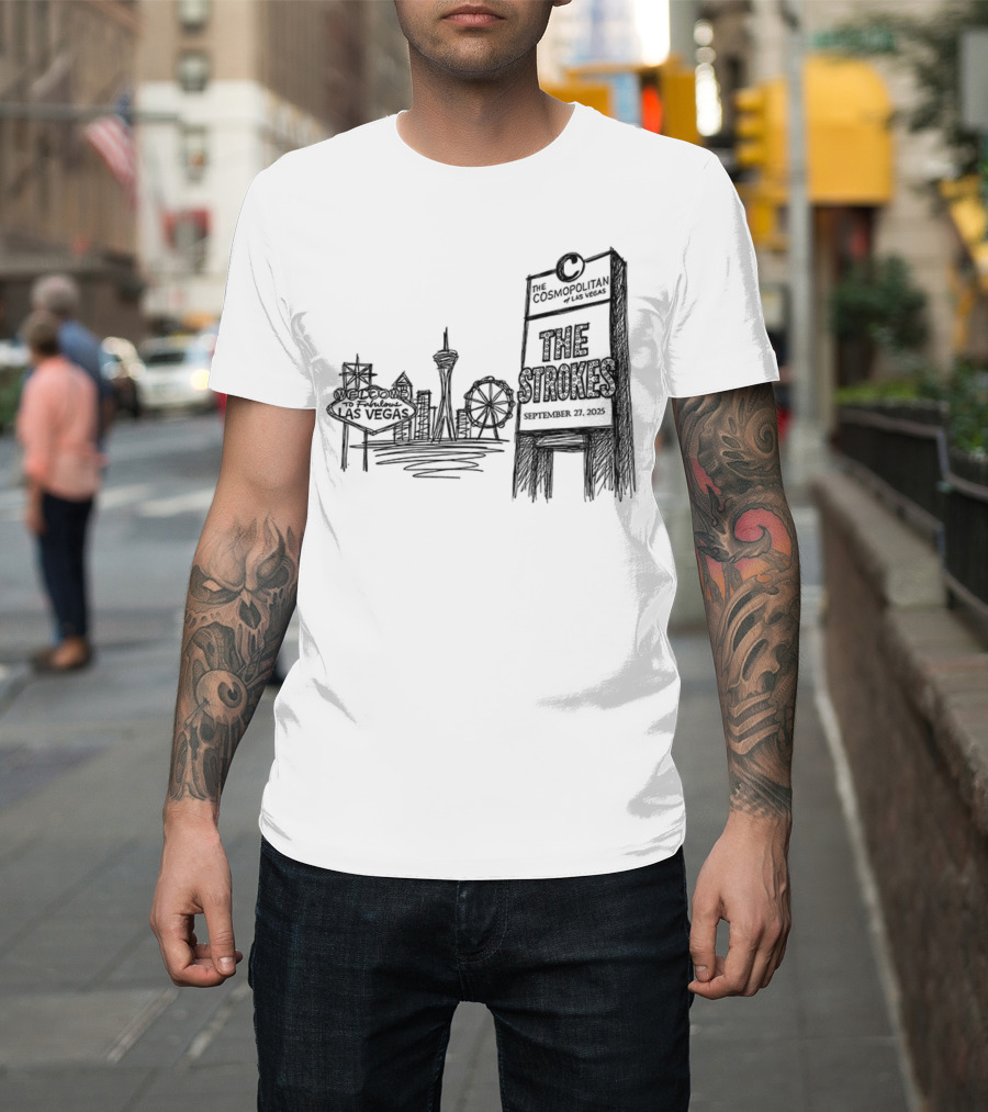 Las Vegas Landmarks Neon Sign Skyline 2025 T-Shirt