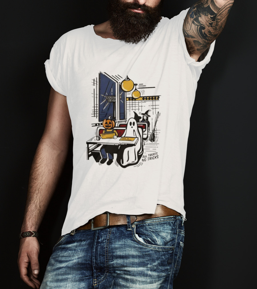 Waffle House Halloween All Treats No Tricks Jack-O-Lantern Characters T-Shirt