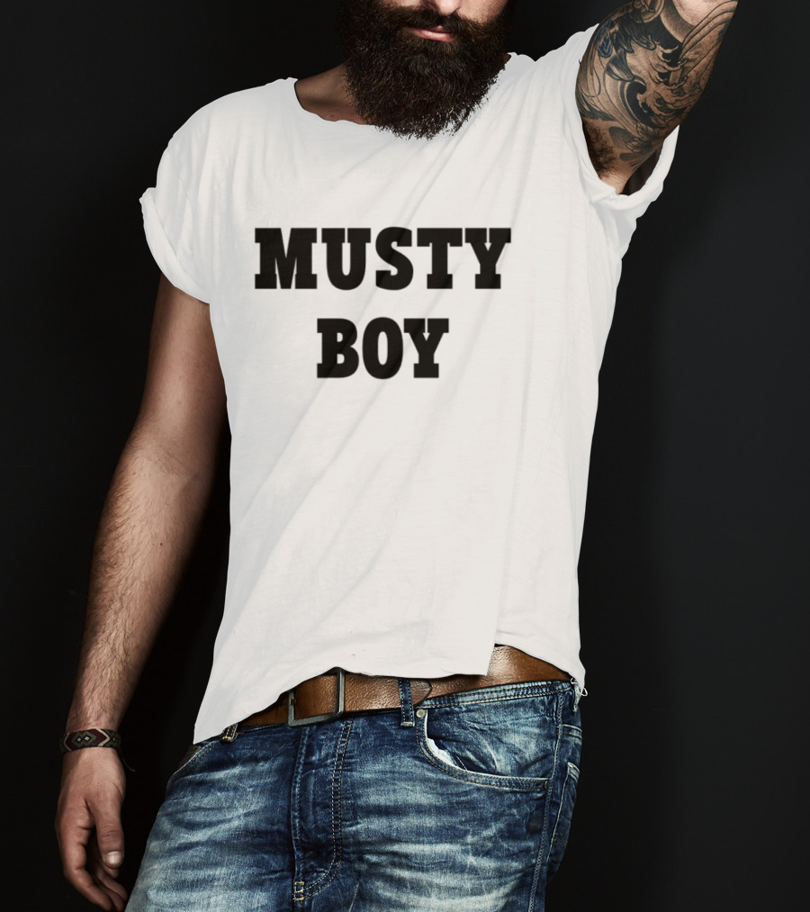 Musty Boy Fun Doodle Typography Hand-Drawn Sketch Style T-Shirt