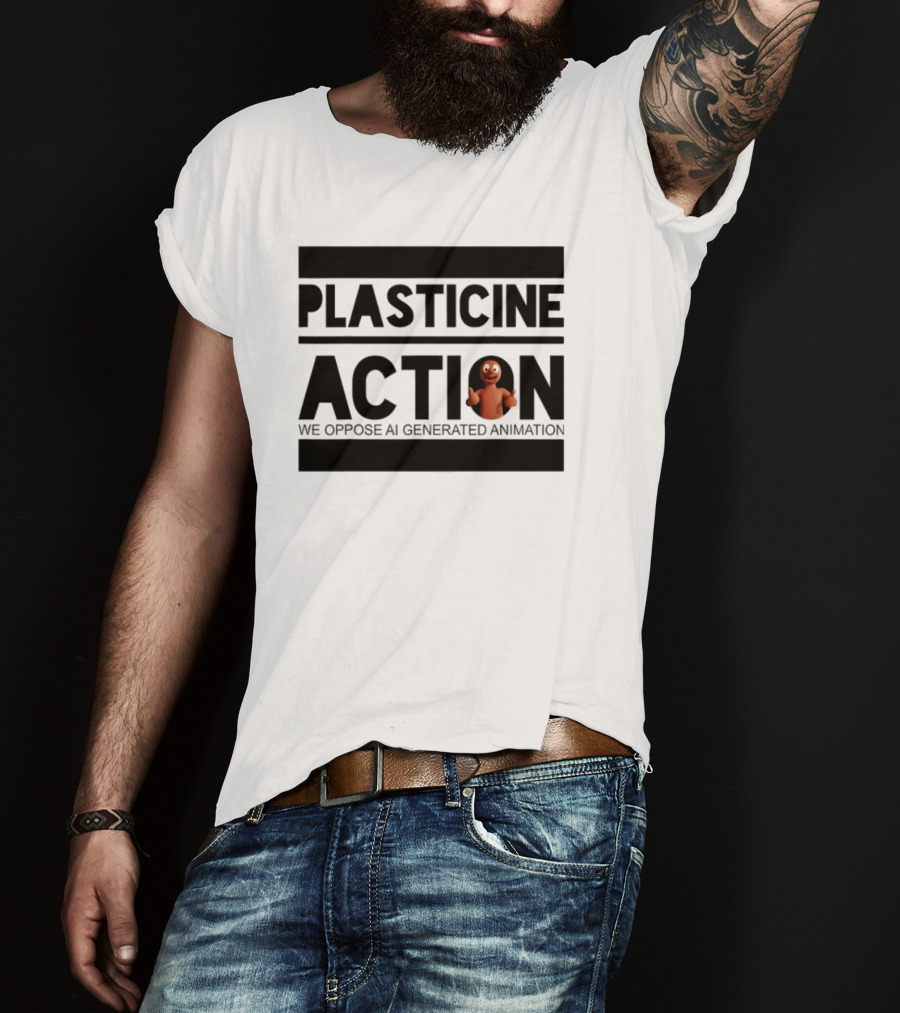 Plasticine Action We Oppose AI Generated Animation Claymation Thumbs Up T-Shirt