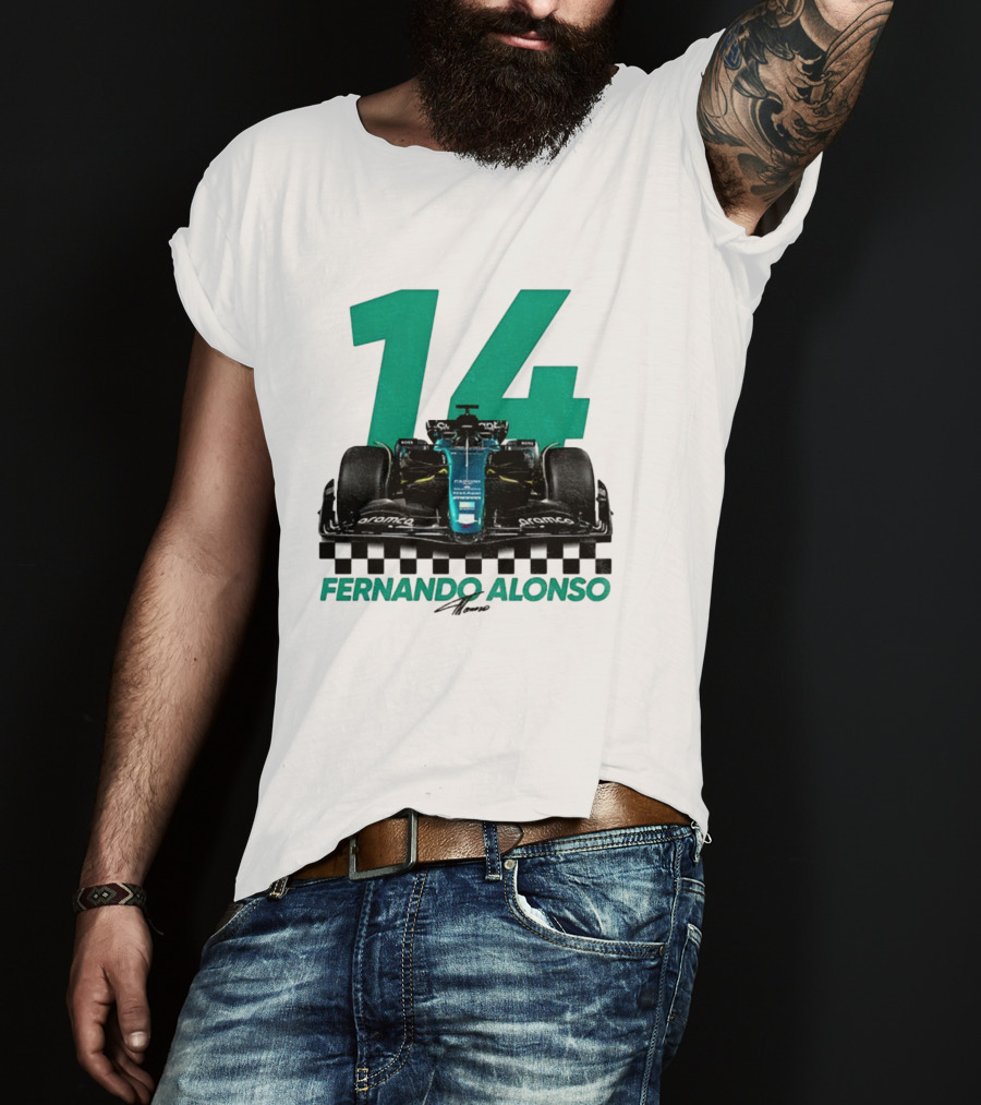 Fernando Alonso 14 F1 Racing Legend Signature Motorsport Fan T-Shirt