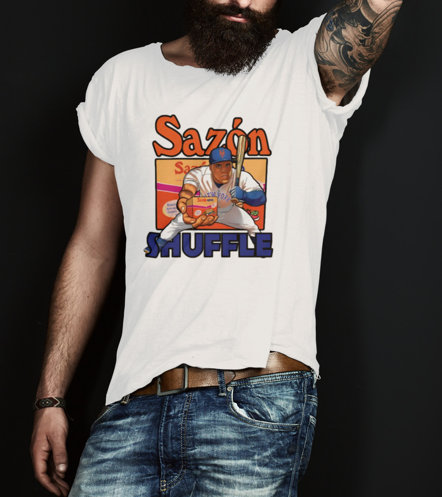 New York Sazón Goya Baseball Player Shuffle T-Shirt