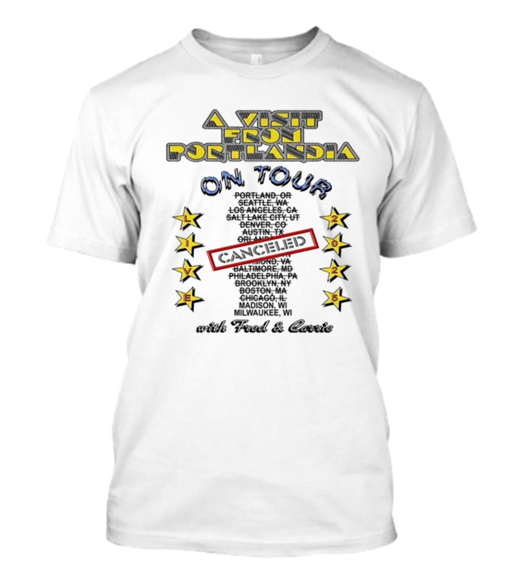 A Visit From Portlandia On Tour 2025 Fred And Carrie Wisconsin Live Show Stars T-Shirt