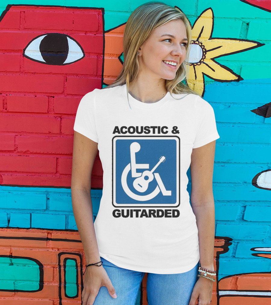 Acoustic And Guitarded Wheelchair Symbol Guitar Icon T-Shirt