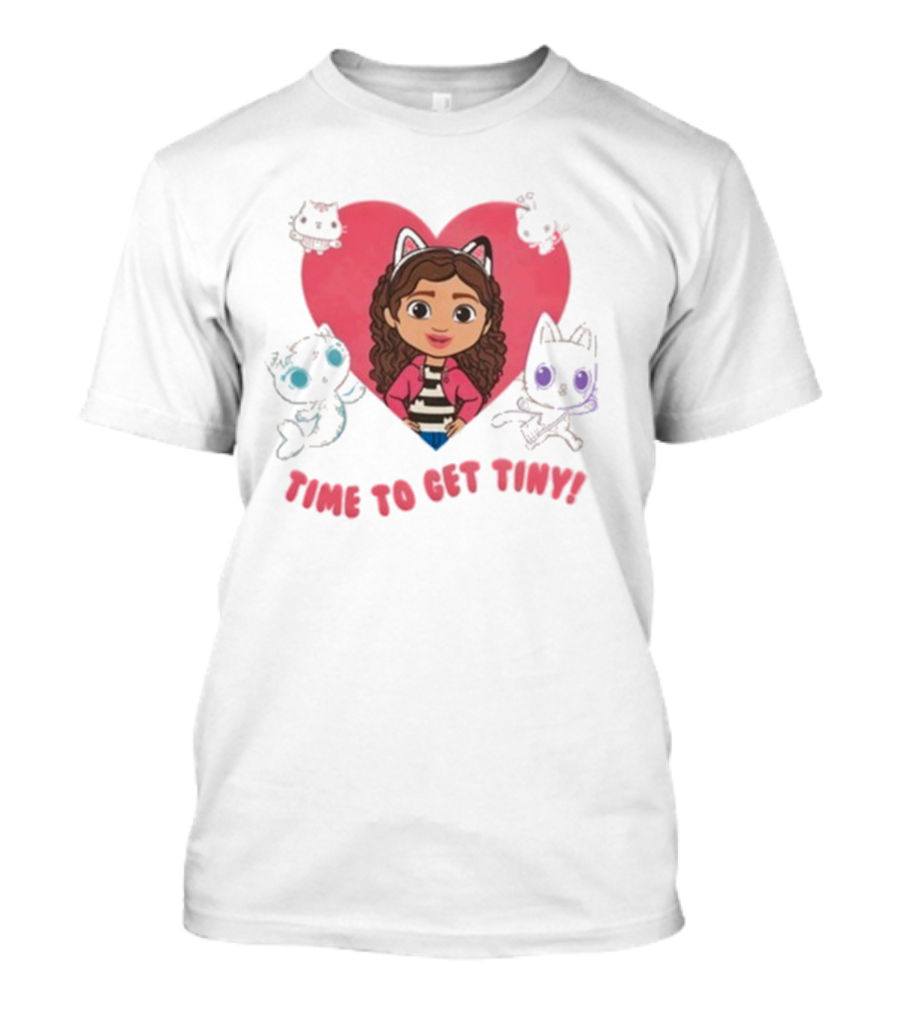Time To Get Tiny Gabby’s Dollhouse Heart And Cats Characters T-Shirt