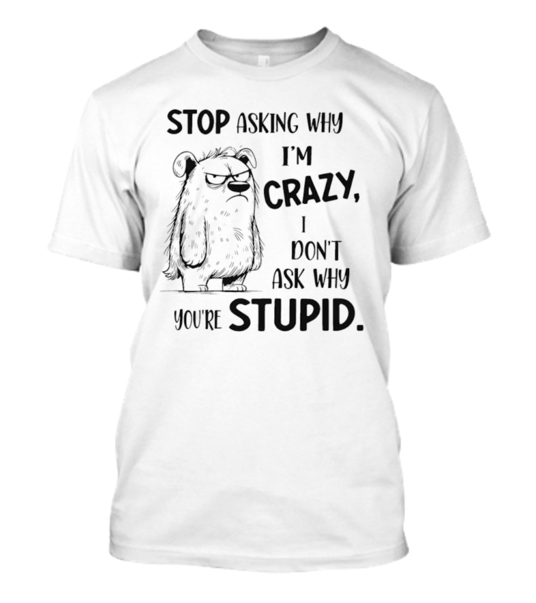 Stop Asking Why I’m Crazy I Don’t Ask Why You’re Stupid Grumpy Monster T-Shirt