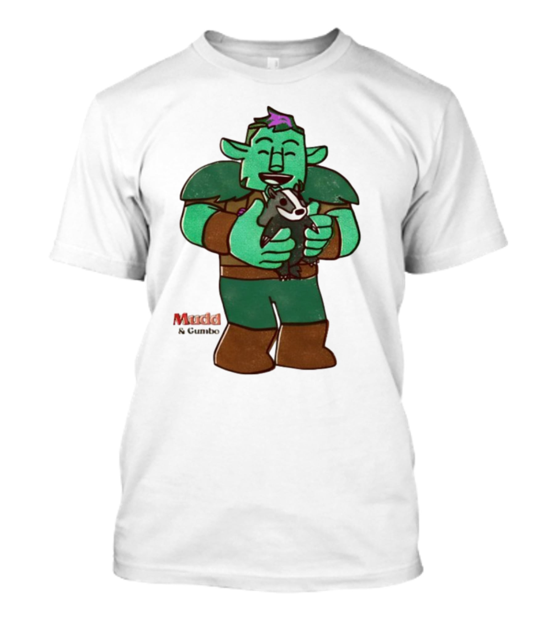 Mudd & Omino Goblin Character Embracing Pet Badger T-Shirt