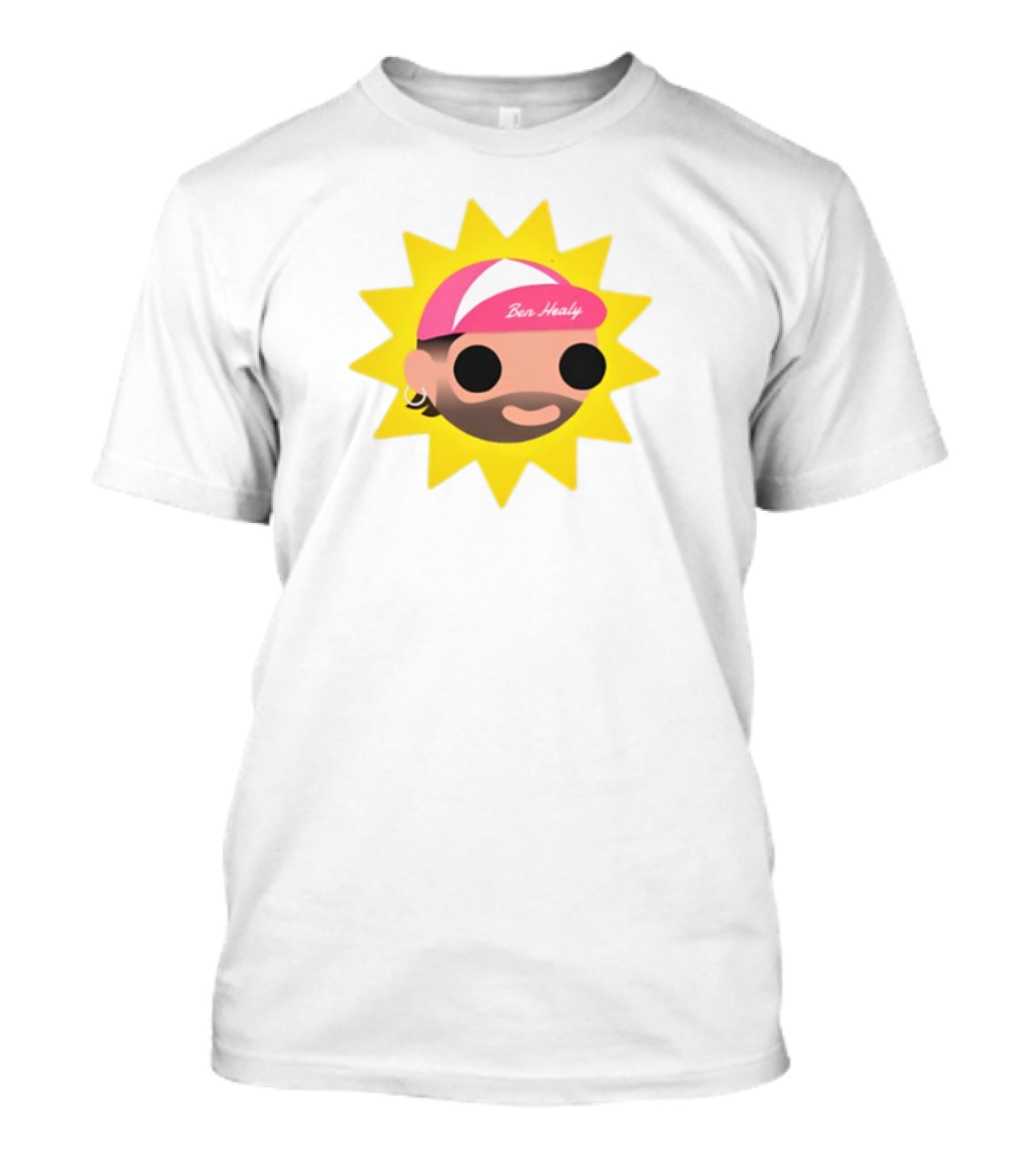 Ben Healy 2025 Pink Cap Yellow Sunburst T-Shirt