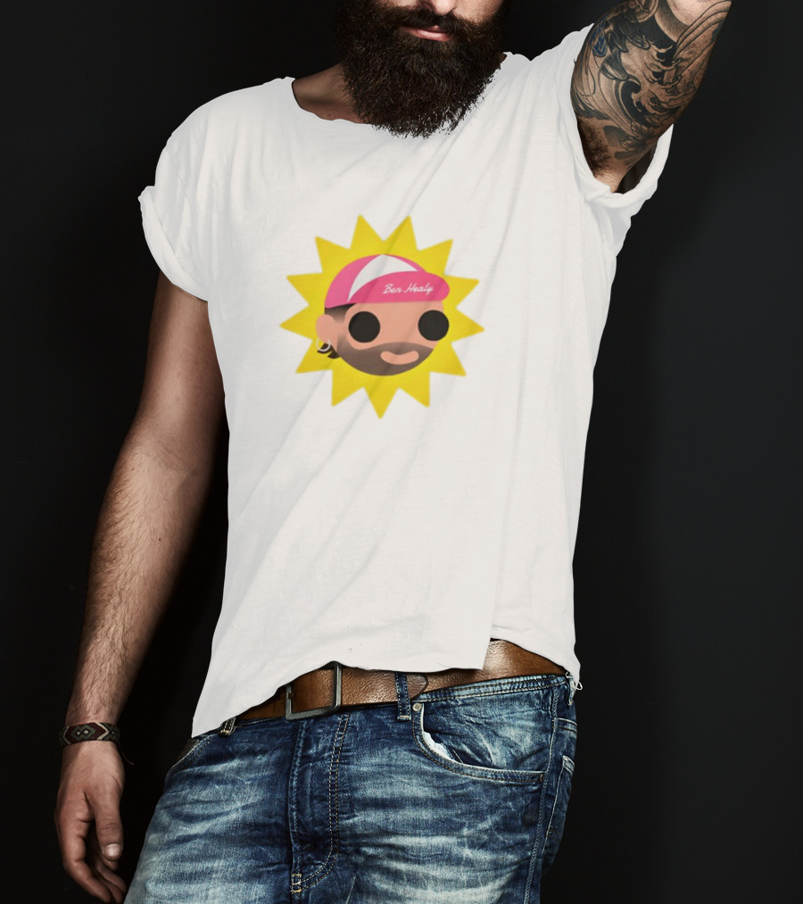 Ben Healy 2025 Pink Cap Yellow Sunburst T-Shirt