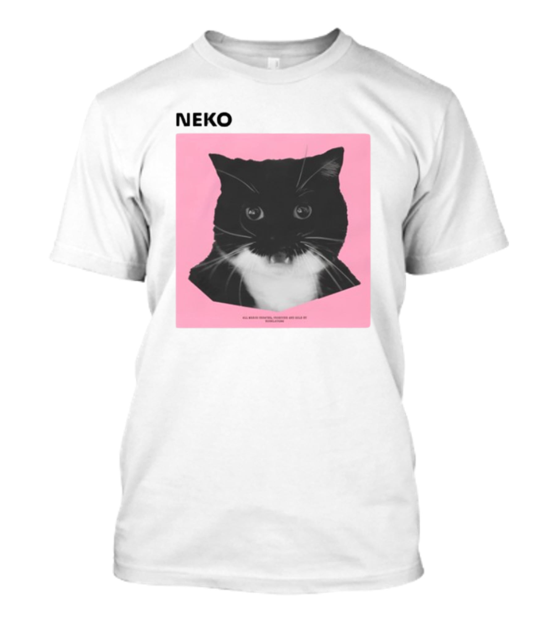 Neko Uni The Strongest Cat Silhouette In Black And Pink T-Shirt