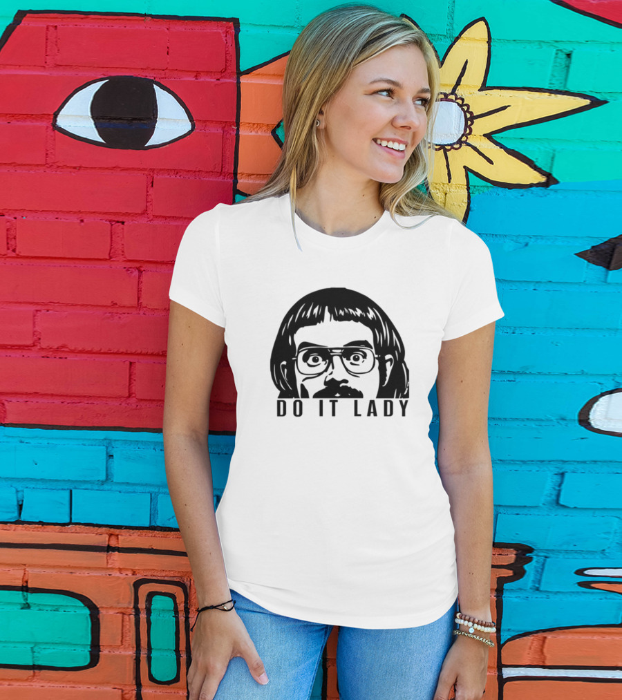 DO IT LADY Peeking Drawing Glasses Face T-Shirt