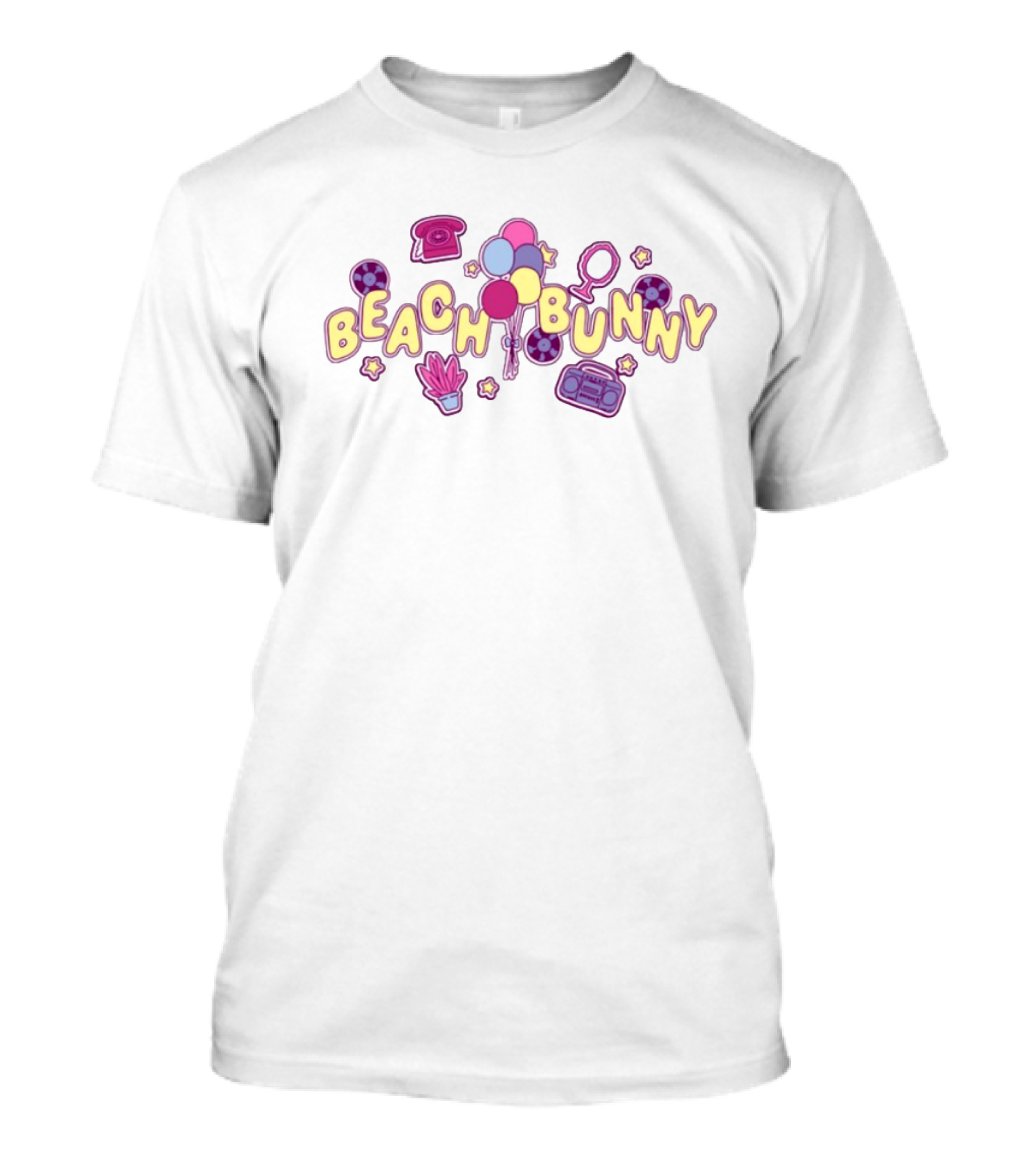 Beach Bunny Balloons Boombox Phone Retro Aesthetic T-Shirt