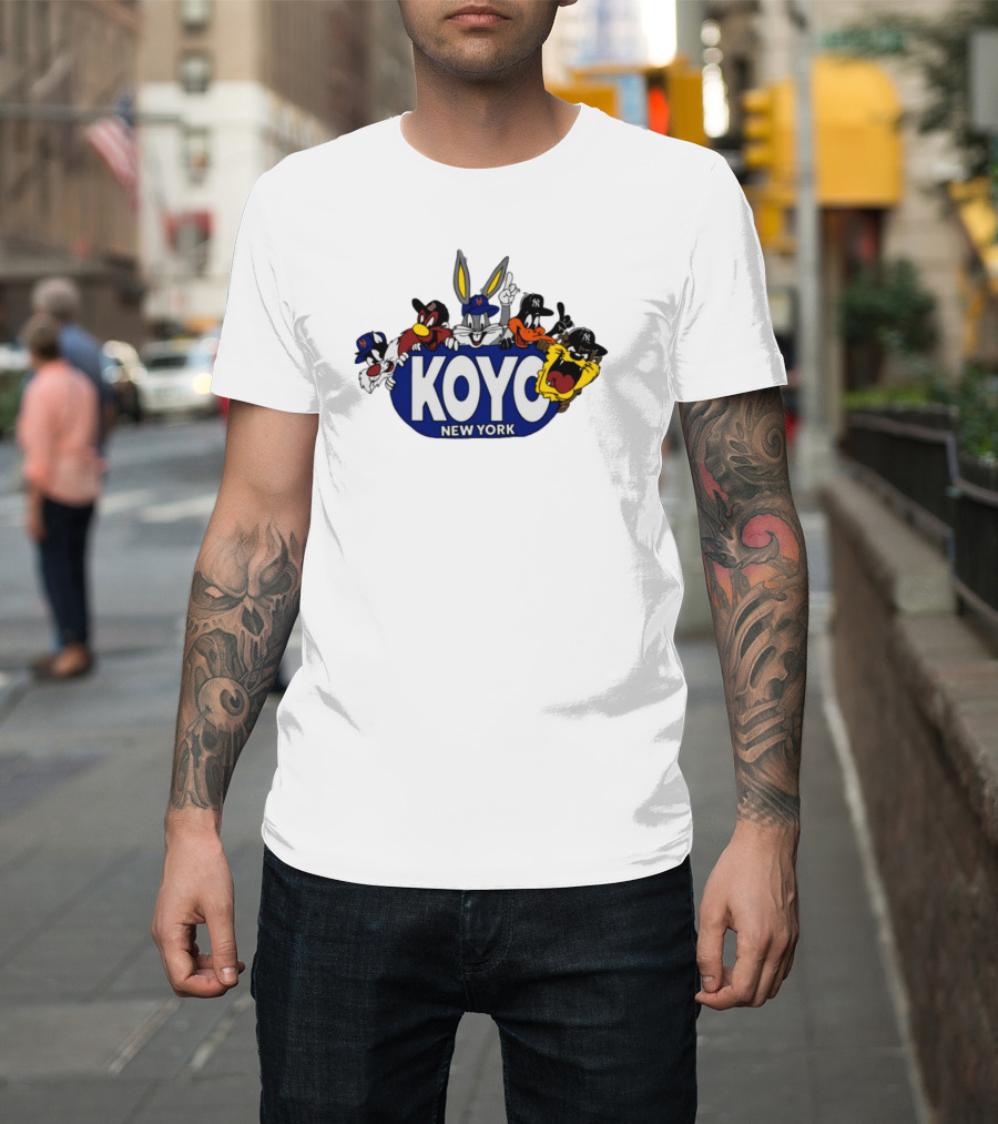 Koyo New York Looney Tunes Bugs Daffy Sylvester Taz Foghorn Baseball Yankees Mets T-Shirt