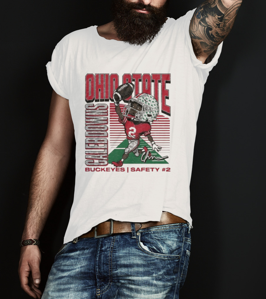 Ohio State Caleb Downs Buckeyes Safety Caricature #2 T-Shirt