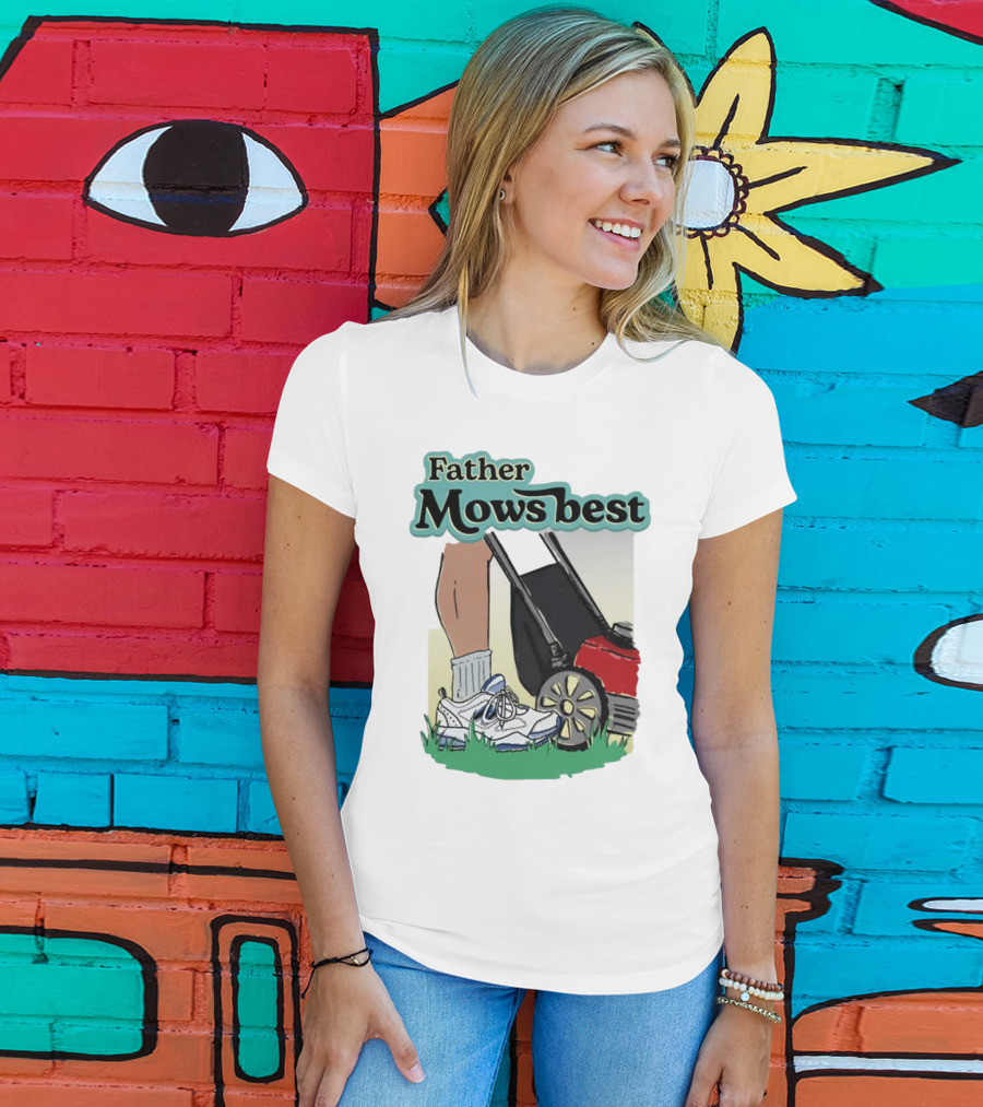 Father Mows Best Emotionalclub Lawn Mower Sneaker Style T-Shirt