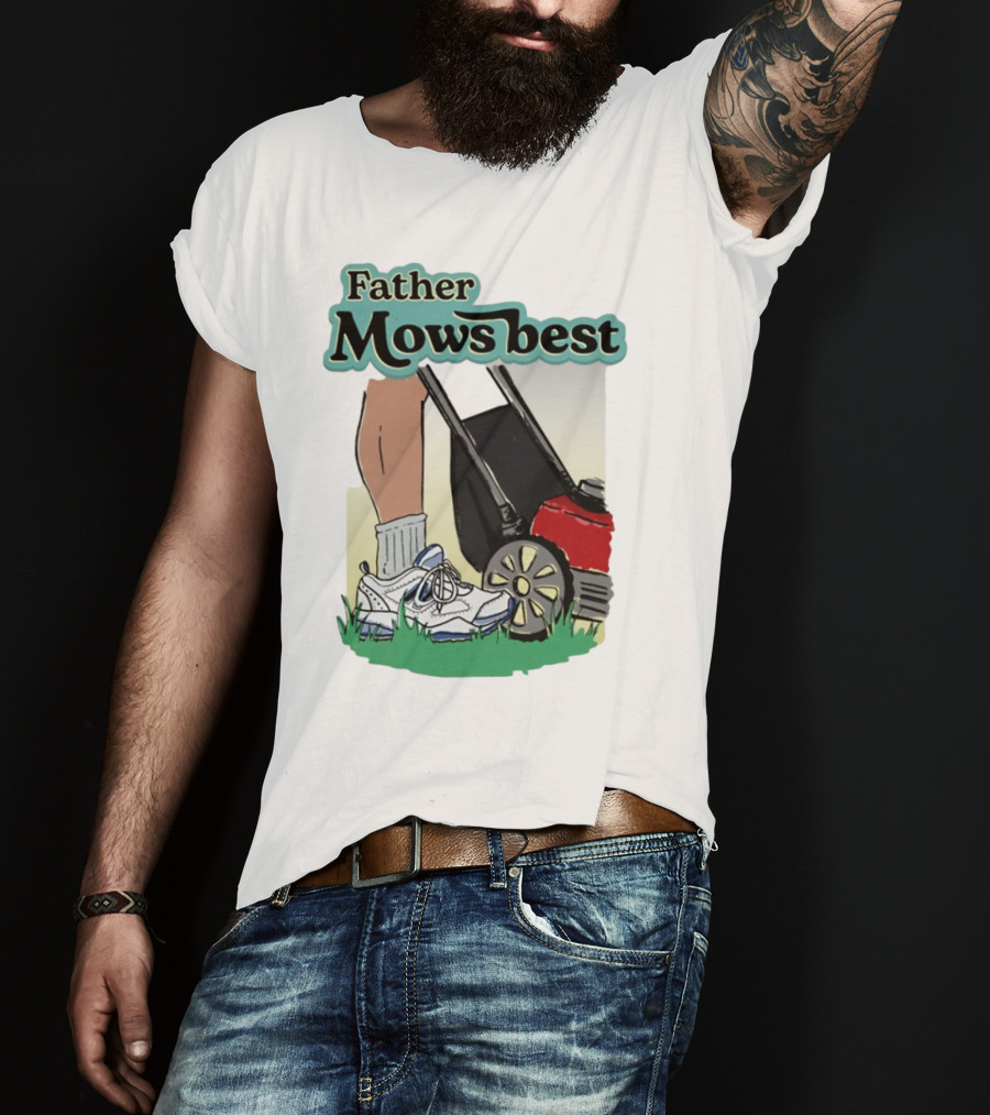 Father Mows Best Emotionalclub Lawn Mower Sneaker Style T-Shirt