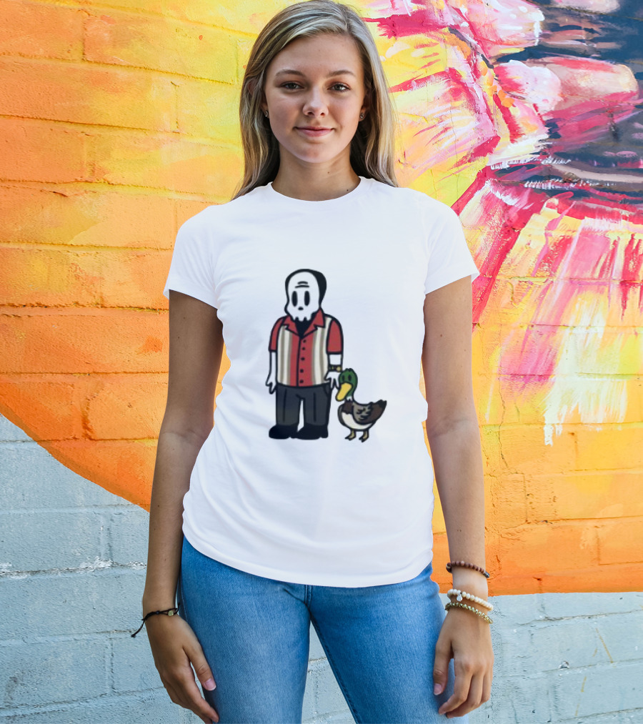 Warren Lotas Skull Character With Duck Companion Bowling Style Outfit T-Shirt