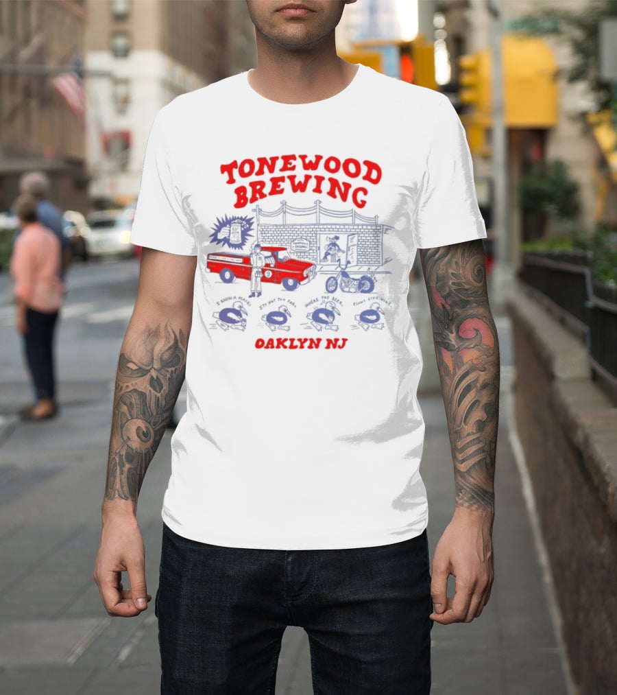 Tonewood Brewing Oaklyn NJ Vintage Car Scene T-Shirt