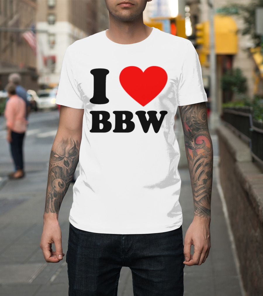 I Love BBW Heart Symbol Statement T-Shirt