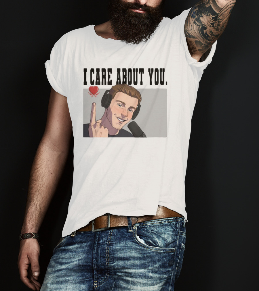 I Care About You Heart Headphones Microphone Illustration T-Shirt