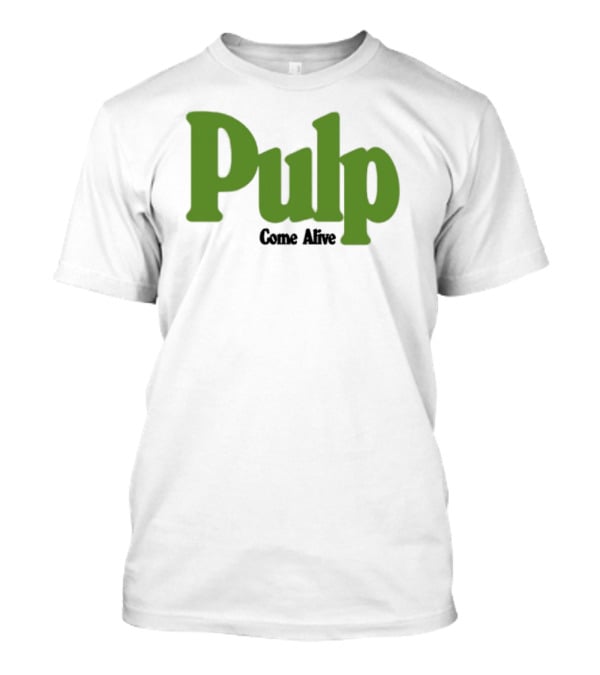 Pulp Come Alive Ecru Retro Bold Green Typography T-Shirt