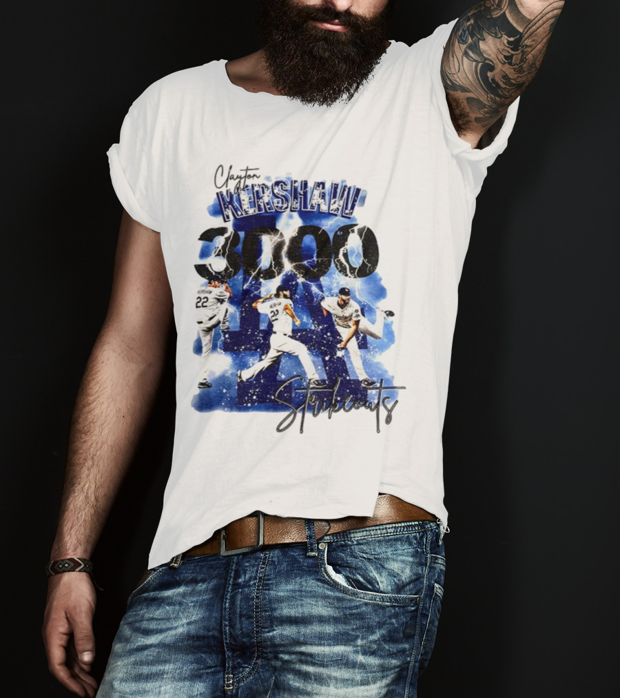 Clayton Kershaw 3000 Strikeouts Los Angeles Dodgers MLB Vintage T-Shirt
