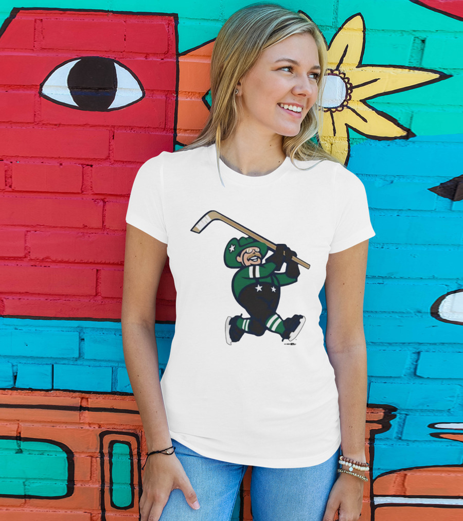 Frisco RoughRiders Dallas Stars Night Mascot Skating Youth Hockey T-Shirt