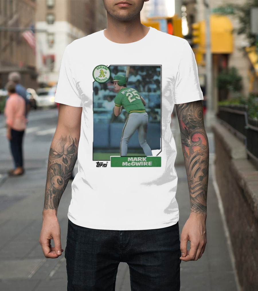 Oakland Athletics Mark McGwire 25 Topps Baseball Player MLB T-Shirt