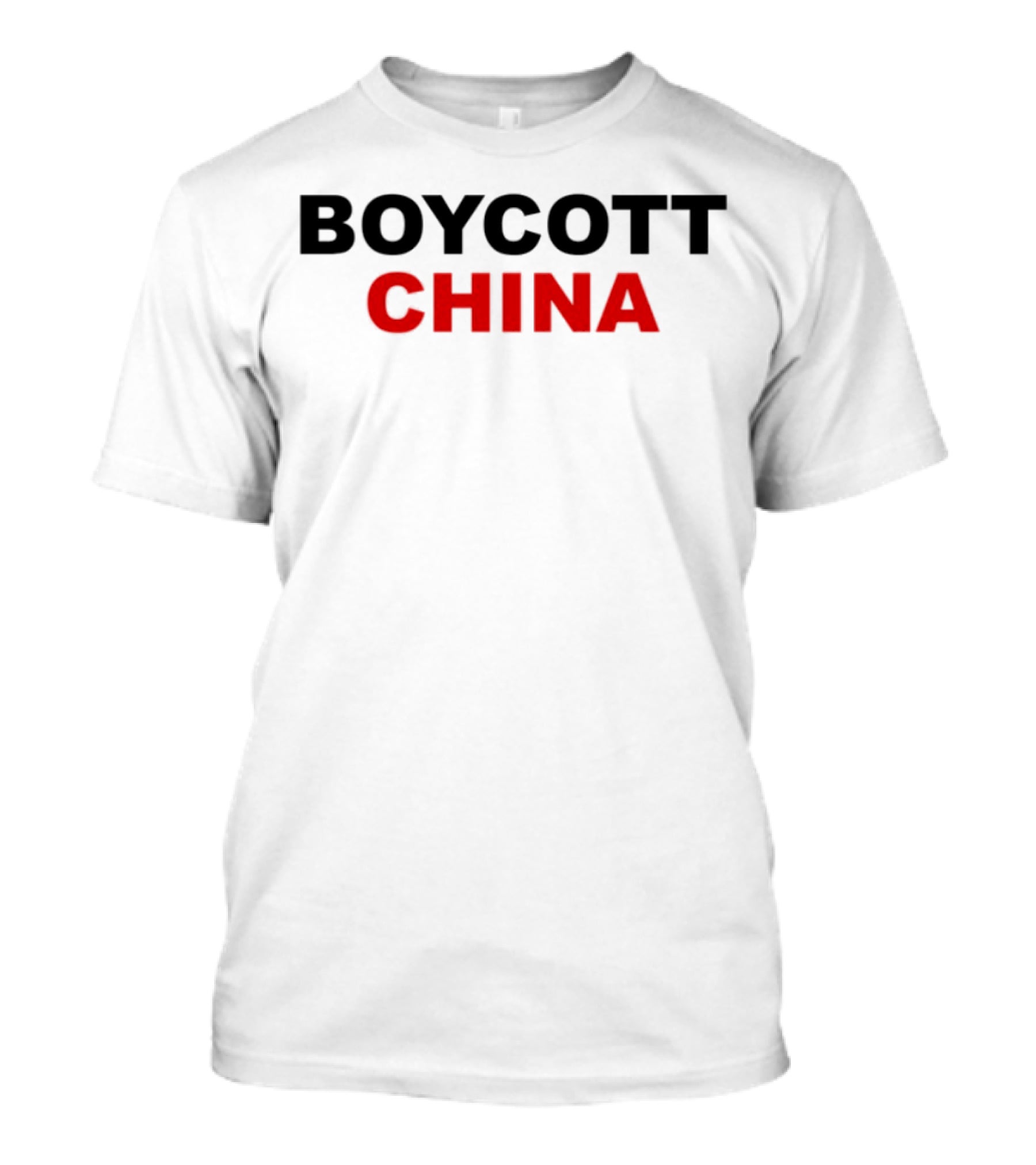 Boycott China Clear Statement Bold Black Red Text T-Shirt