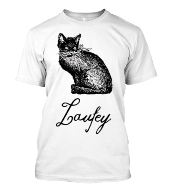 Laufey Black Cat Red Bow Silhouette T-Shirt