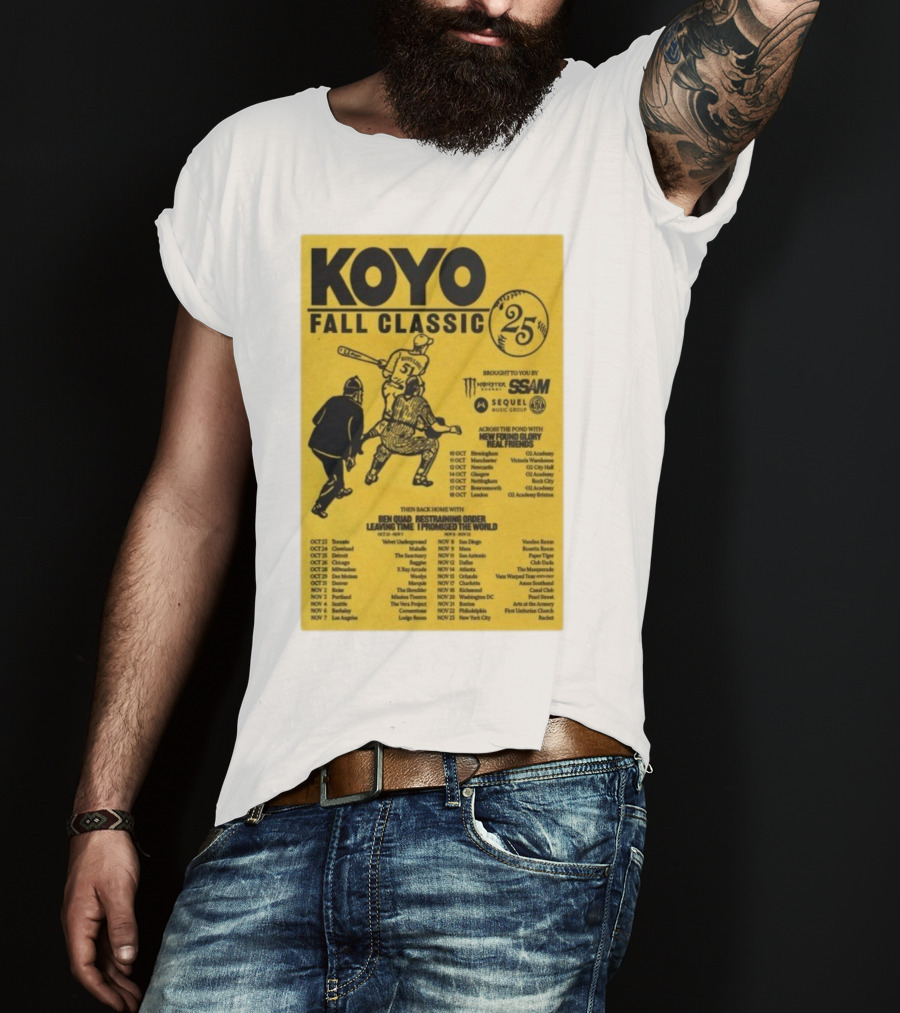 Koyo Fall Classic 2025 Tour Featuring New Found Glory Real Friends Ben Quad Restraining Order T-Shirt