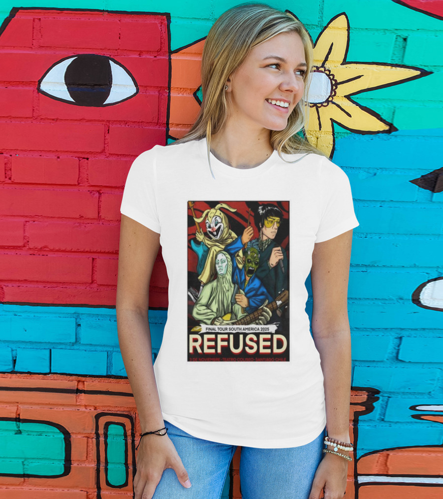 Refused Final Tour South America 2025 Teatro Coliseo Santiago Chile 3 De Noviembre Masked Band Illustration T-Shirt