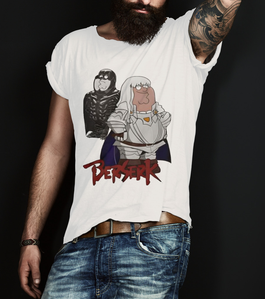 Peter Griffin Family Guy Berserk Crossover Meme Griffith Armor Guts Cosplay T-Shirt
