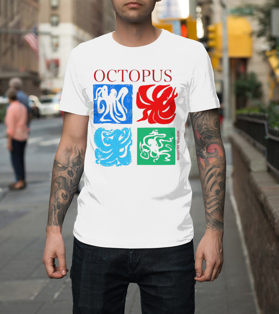 NewtonFaulkner Octopus Colorful Pop Art Quartet T-Shirt