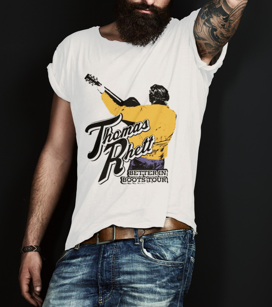 Thomas Rhett Better In Boots Retro Handgun Cowboy Boot Style T-Shirt