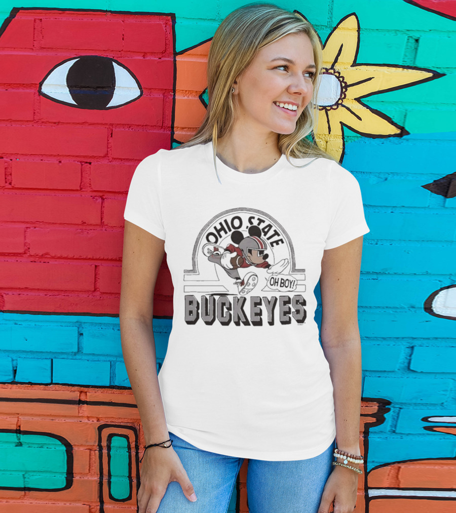 Mickey Mouse Ohio State Buckeyes Oh Boy Disney Football Fan Icon T-Shirt