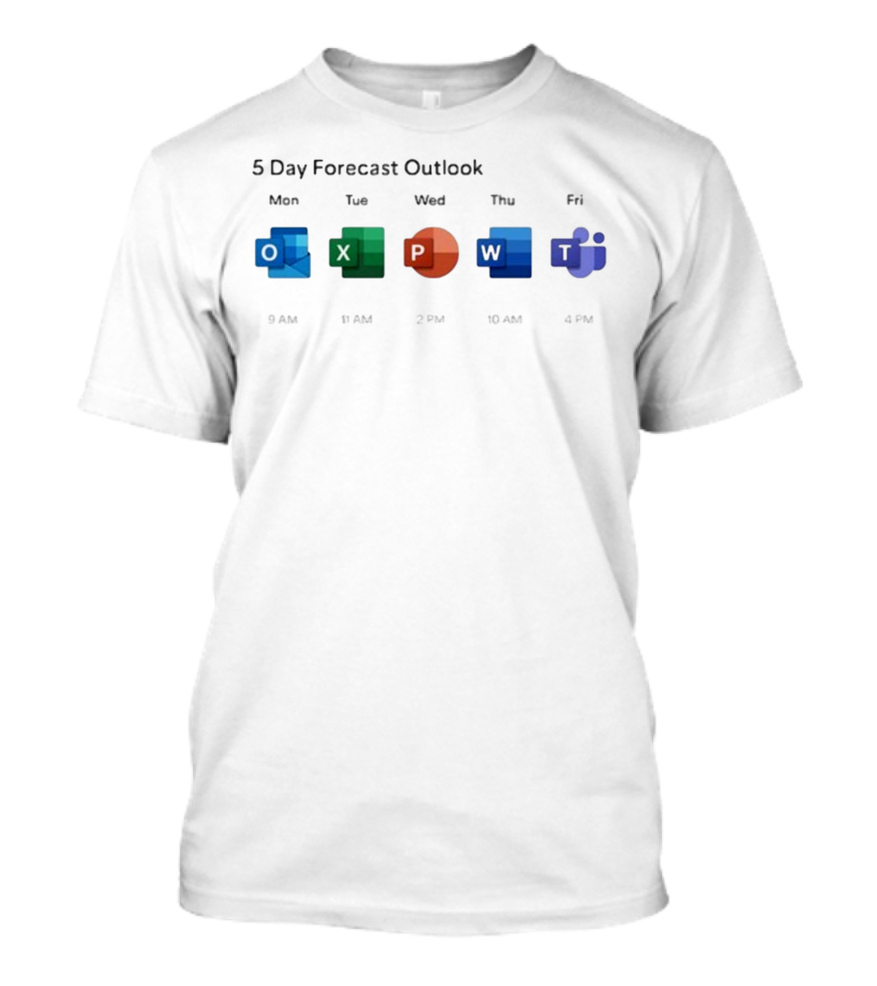 5 Day Forecast Outlook Monday Friday Microsoft Office Icons T-Shirt